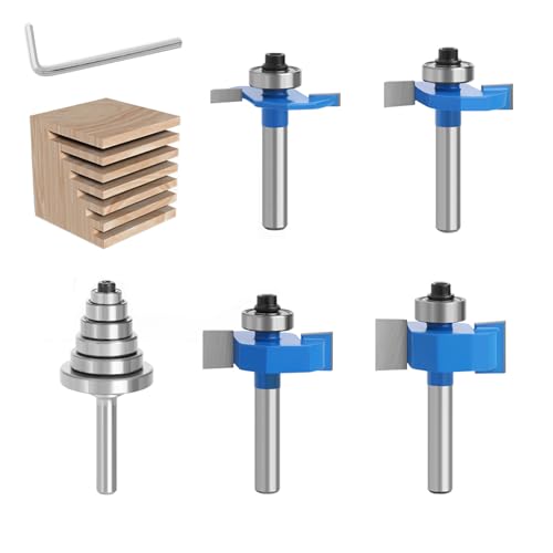 Rabbet Router Bit Set 1/4 Inch Shank, 4Pcs Rabbeting Router