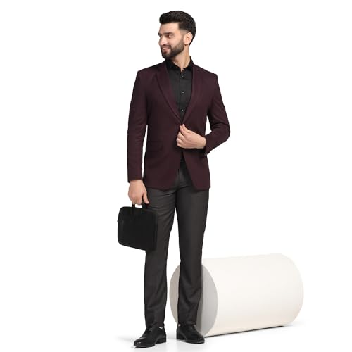 Image of TAHVO Men Blazer Lycra Fabric Slim Fit Single Breasted Blazer
