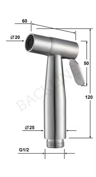 Image of Backline Jet Spray for Toilet Stainless Steel 304 Heavy Grade | Health Faucet Without Hose Pipe and Wall Hook | Bathroom Bidet Spray Jet Spray for Toilets, 1pc Gun Only (Brushed Finish)