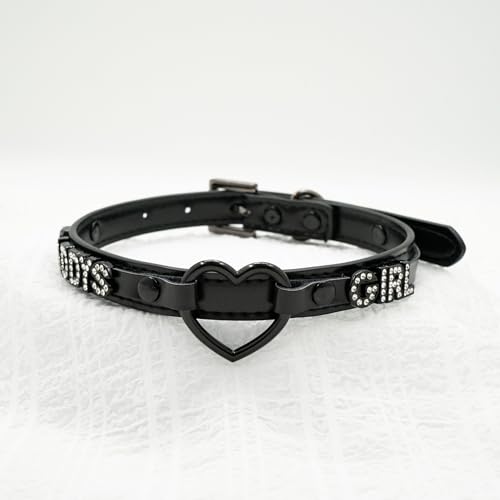 Black Heart O-ring Choker Necklace For Women, Cute Pink Little Letter Leather Collar For Women, Adjustable Fashion Jewelry4