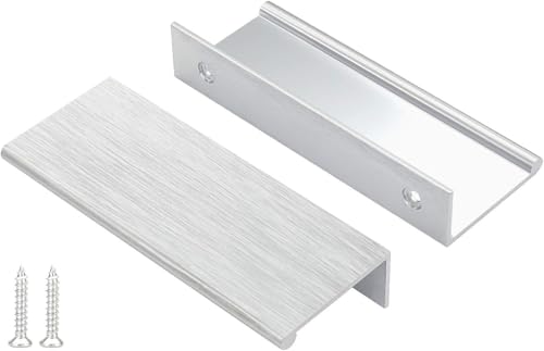 Image of Peaha 25 Pack Kitchen Cabinet Handles 3 inch Brushed Nickel Cabinet Pulls | Edge Finger Pulls for Cabinets Silver Drawer Pulls Modern Hidden Aluminum Alloy Dresser Drawer Handles Closet Bedroom