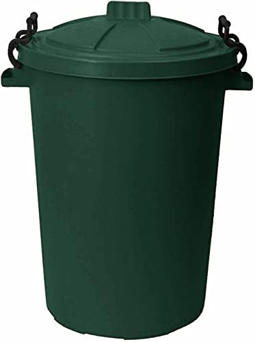 JMS we create smile DARK GREEN 50 Litre 50L Extra Large Heavy Duty Plastic Bin Dustbin Storage Unit with Locking Lid for Home Garden Rubbish Waste Animal Feed (1)
