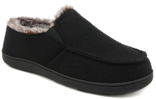SMajong Zapatillas de Estar por Casa Hombre Invierno Cálido Pantuflas Zapatos con Antideslizante Suelo para Interior y Exterior Negro 42 EU