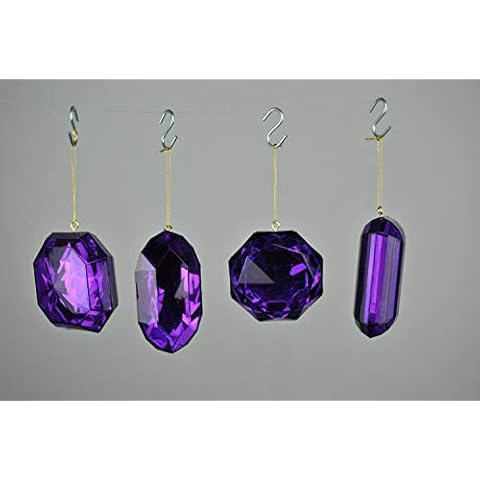 Queens of Christmas 4 Pack Jewel Christmas Ornaments, 5", Purple, 4 Count Cover