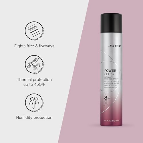 Joico Power Spray Fast-Dry Finishing Spray | For Most Hair Types | Protect Against Heat & Humidity | Protect Against Pollution & Harmful UV | Paraben & Sulfate Free | 72 Hour Hold