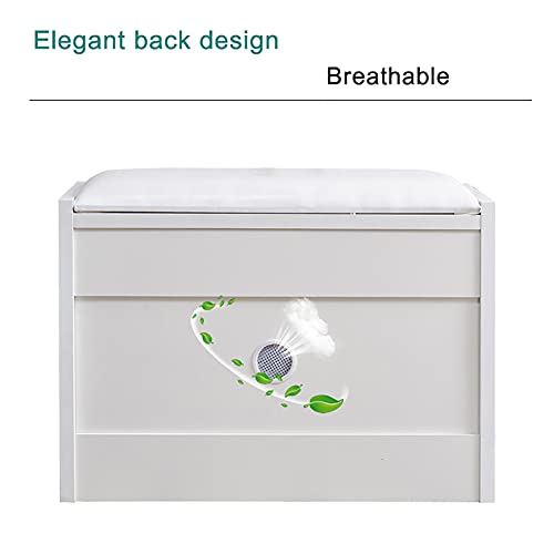 Banc d'entrée en cuir blanc 55 cm avec rangement chaussures discret pour couloir - 3
