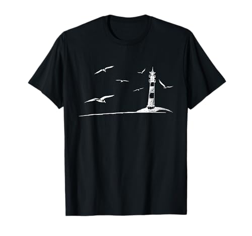 Meer Leuchtturm & Möwen Lässiges Ostsee Nordsee T-Shirt