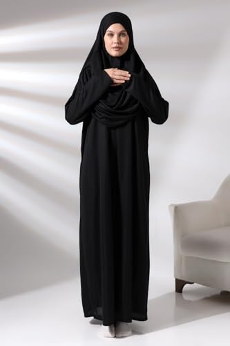Image of ihvan online Muslim Dresses for Women, One-Piece Prayer Dress & Prayer Rug & Beads, Islamic Gift Set for Eid Ramadan