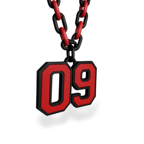 Personalized Sports Number Chain Necklace – Oversized 32” Custom Two-Digit Pendant – Smooth Links – Show Your Team Pride