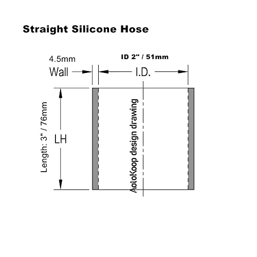 Aotokoop Universal High Performance 3-Ply Straigh Coupler Silicone Hose Id 2" (51Mm), Blue (No Logo) #TOP1
