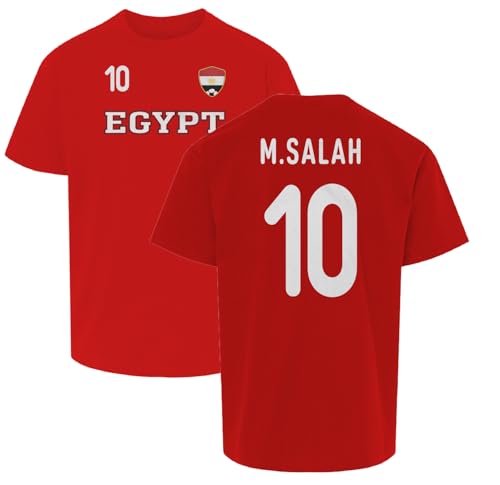 Egypt Salah 10 Inspired Soccer Jersey Style 2-Side Youth Unisex T-Shirt (Red Youth Medium)