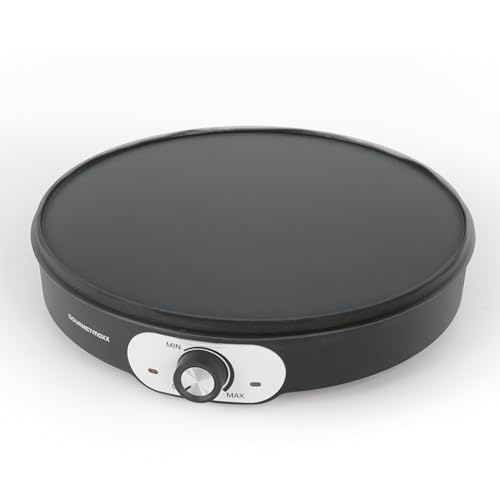 GOURMETmaxx Appareil à crêpes 1200 W noir avec distributeur de pâte et spatule à crêpes
