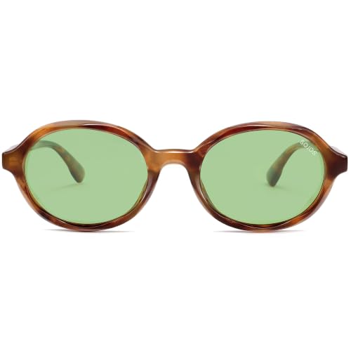 Image of SOJOS Trendy Polarized Rounded Ovale Sunglasses Women Men Shades SJ2697 | Wave Surface Chunky Frames and Temples.UV protection TAC Lenses,Ideal for Driving and All Sports