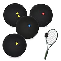 Homirty Squash Bälle 4er-Set Sport Squash Ball, Doppelgelb Punkte, einzelne gelbe Punkte, einzelne rote Punkte, einzelne Blaue Punkte, High Bounce Squash Ball für Anfänger, Wettbewerb und Training