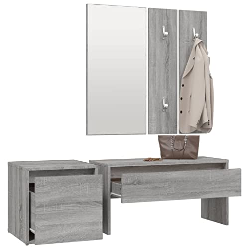 Garde-robe gris Sonoma en bois pour optimiser l'entrée - 4