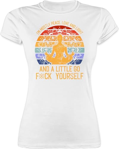Shirt Damen - Yoga und Wellness Geschenk - I'm Mostly Peace, Love...
