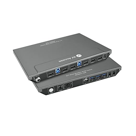 AV Access KVM Switch Dual Monitor 4K@60Hz, 2K@144Hz, 1080P@240Hz, USB 3.0 KVM Switch 2 Monitors 2 Computers, Ultrawide Screen PC Keyboard Mouse Switcher, Hotkey Switch