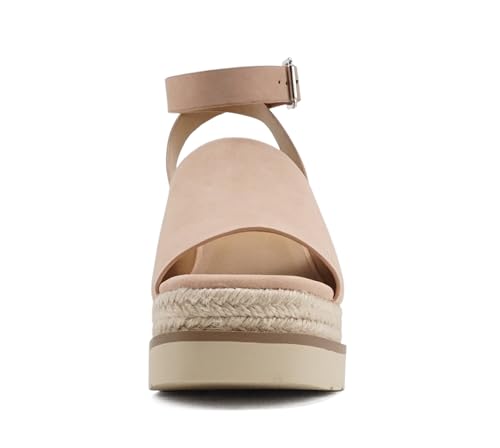 Image of Soda inchStella inch ~ Women Square Peep Toe Single Band Platform Espadrille Wedge Sandals with Adjustable Ankle Strap