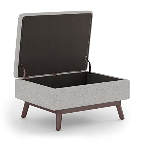 Simplihome AXCOT267S-CLG Owen 34 Inch Wide Mid Century Modern Rectangle Coffee Table Lift Top Storage Ottoman In Upholstered Cloud Grey Polyester Fabric thumb #3