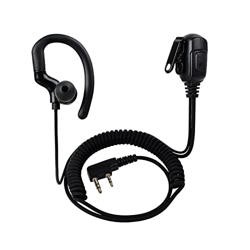 HYS G Shape Radio Earpiece 2 Pin Ear Piece with mic Compatible for Kenwood Baofeng UV5R Walkie Talkie, Two Way Radio Headset for Security Police