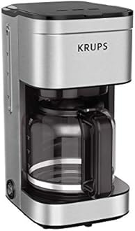 KRUPS Coffee Maker 10 Cups Simply Brew Stainless Steel Drip Coffee Maker, 900 Watts Coffee Filter, Drip Free, Dishwasher Safe Pot , Black & Silver