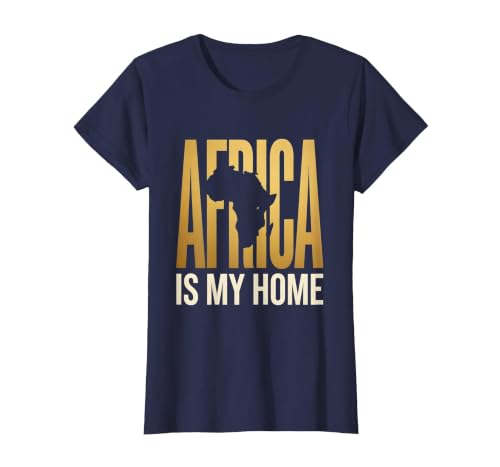 Africa Is My Home African Pride Graphic Design T-Shirt, Women, Navy Blue, XX-Large