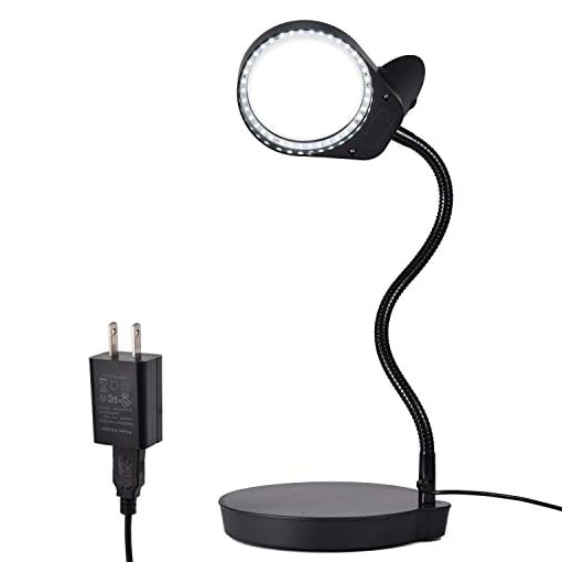 Holulo Magnifying Lamp Magnifying Glass Desktop 3X 10X W/USB Powered Bright Adjustable Gooseneck Hands Free Magnifier for Reading, Hobbies, Crafts, Workbench