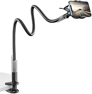 SAIJI Gooseneck Phone Holder, Flexible Cell Phone Stand for Bed, Lazy Arm 360 Adjustable Clamp Mount Bracket for iPhone 13 Pro, 13, 12 Pro Max, 11, XS, ,XR, 8, 7, 6, Samsung S21, S20, S10, S9 (Black)