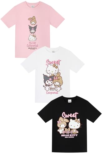 Lot de 3 t-shirts pour enfants Hello Kitty, idée cadeau anniversaire fille