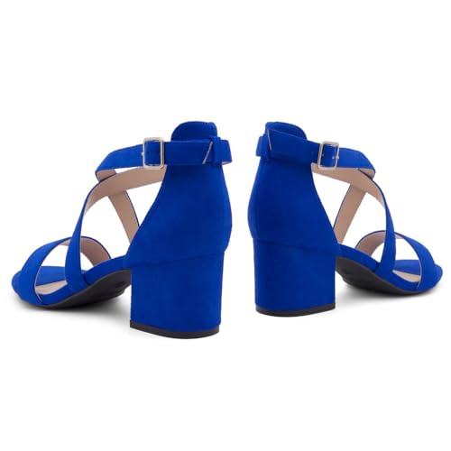 Image of Shoe Land SL-LESSA Women's Low Heels Open Toe Dress Heeled Sandals Cross Ankle Strap Chunky Block Short Heel Pumps Shoes for Office Prom Wedding Party