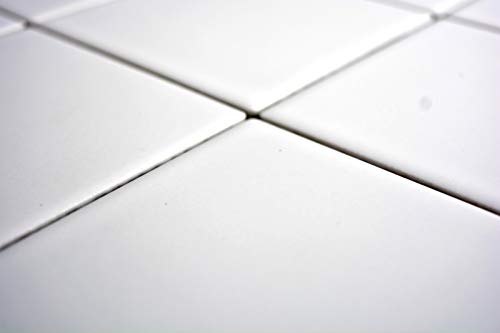 Mosaico de azulejos de cerámica, color blanco mate, revestimiento de bañera, MOS23-0111_f