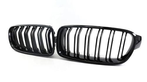 Grille de radiateur BMW F30 double lamelle en noir profond pour pare-chocs avant haut de gamme