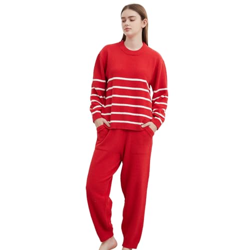Womens-Fuzzy-Fleece-Pajama-Set-Warm-and-Cozy-Long-Sleeve-Nightwear-Lounge-Set-Womens-Pjs-Sets-with-Pockets
