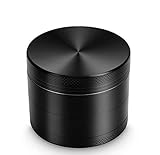 4-layer Flat Zinc Alloy Grinder, Metal Flat Grinding Spices / Vanilla Grinder (Black)