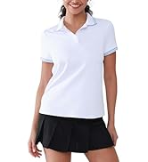 Womens Golf Polo Shirts Short Sleeve V Neck Collared Shirts Tennis Work Athletic Golf Tops
