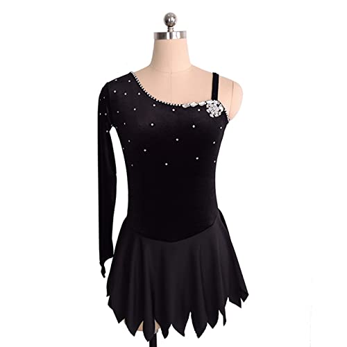 Vestidos De Patinação Artística, Terno De Dança De Ginástica De Strass De Manga Comprida Fora Do Omb
