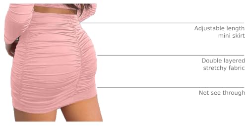 Image of eoeoo Women's High Waist Bodycon Mini Skirt Stretchy Ruched Short Skirt