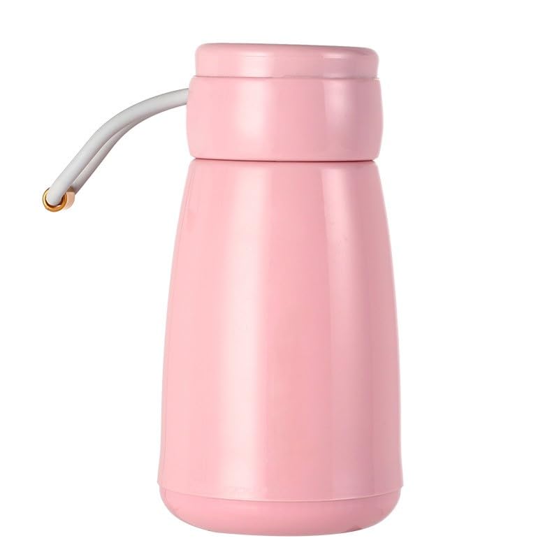Image of Baskety Small Thermal Coffee Glass Insulated Vacuum Flask 400ml | Lined Water & Coffee Dispenser Bottle | Portable, Leakproof & Durable | Pink