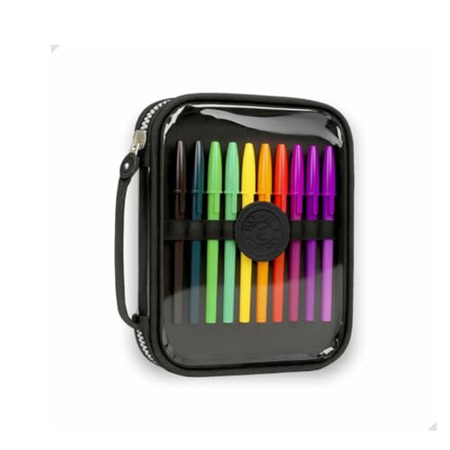 Estojo Escolar Organizador Transparente 1 Ziper Box Grande Infantil Canetinhas Lapis Feminino Masculino Nylon Divisoria Necessarie Ziper Papelaria Fofa (preto transparente)