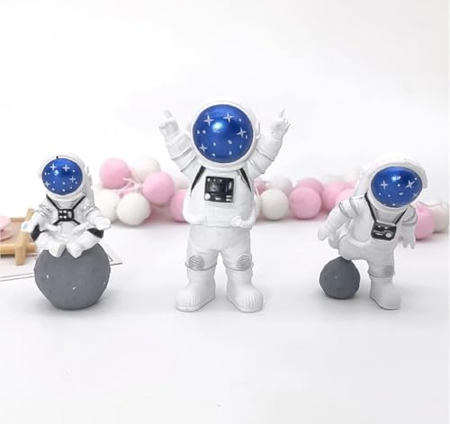 Image of VRB DecTM 3pcs Astronaut Miniature Showpiece Set for Home Decor, car Dashboard,Valentine,Living Room,Gifts Figurines,Cake Decoration Items-Resin (3 Pcs Small Blue Star Astronaut showpiece)