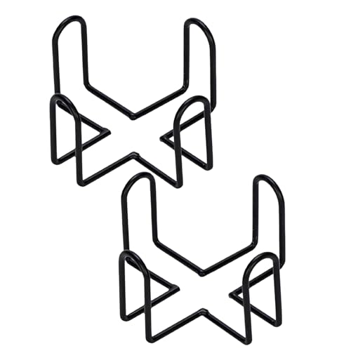 Minimalistischer Eisen-Untersetzer, Metallregal, Untersetzer-Regal für runde und quadratische Untersetzer, 4 Pfosten, Schmiedeeiser-Stil, Bar-Werkzeuge, 10 x 10 x 8 cm, Schwarz, 2 Stück