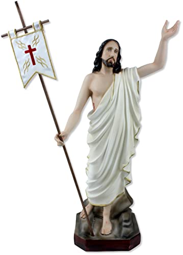 Materiale e Finitura: Realizzata in resina di alta qualità, la statua offre dettagli precisi e una superficie liscia, che cattura fedelmente l'immagine di Gesù risorto con un aspetto solido e duraturo