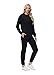 ZTN Women's 2 Piece Lounge Set Travel Airport Outfits Comfy Sweatsuit Set Baggy Sweatpants Fall Fashion with Pockets Black 2XL