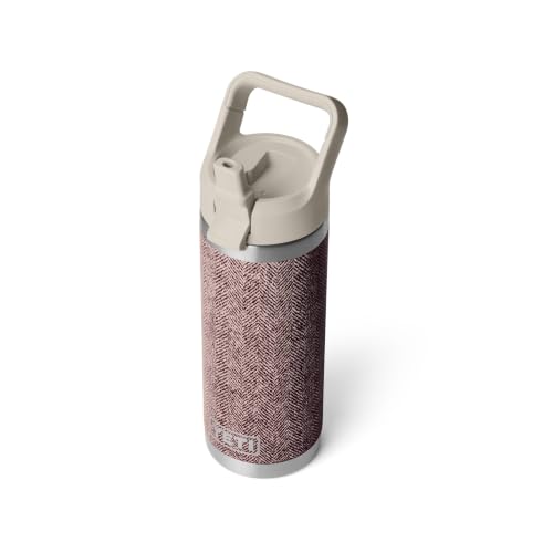 Image of YETI Rambler 18 oz Bottle, Vacuum Insulated, Stainless Steel with Color Matching Straw Cap, Riverhead Red