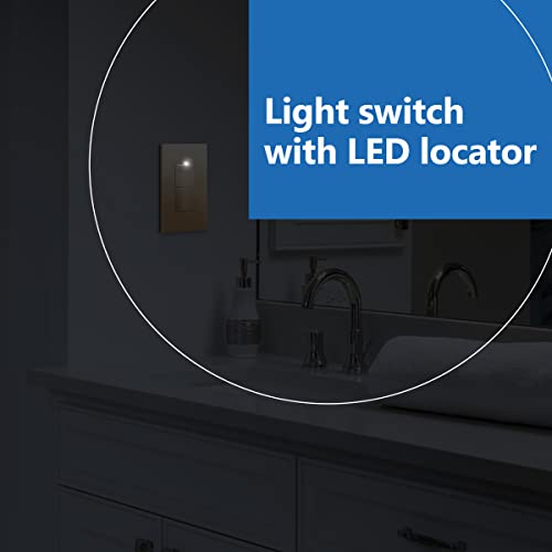 Image of LIDER Lighted Double Switch with Screwless Wall Plate, Combination Frameless Decorator Switch with Locator Light, Ground Terminal Single Pole, 15A 120V, UL Listed, Thermoplastic, Matte Gold, 2-Pack