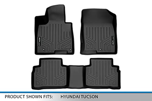 Smartliner All Weather Custom Fit Black 2 Row Floor Mat Liner Set Compatible With 2022-2023 Hyundai Tucson #TOP4