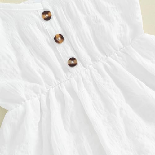 Toddler Little Girl Summer Dress Solid Color Spaghetti Straps V-Neck Dresses Kids Front Button A-Line Dress4