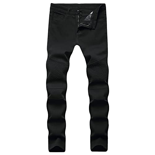 Maiyifu-GJ Men Distressed Ripped Biker Jeans Slim Straight Fit Stretchy Moto Denim Pants Retro Hip Hop Jean Trousers Holes