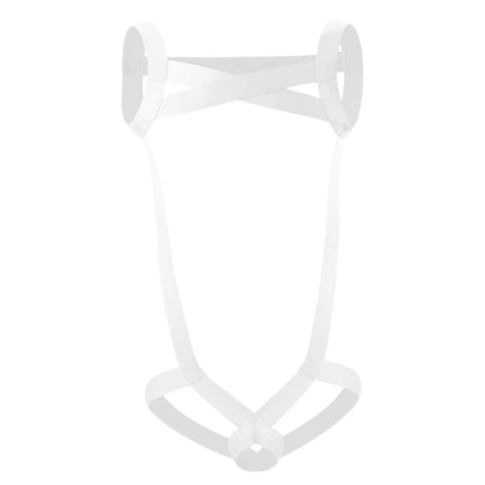 JPXJGT Men's Body Chest Harness Lingerie Costumes Elastic Shoulder Support Brace and Jockstrap Thong Cosplay(Size:One Size,Color:White)