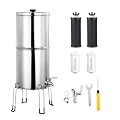 2.25G gravitys Water filtrations System-Ultra-Filtration Water Filter System,NSF/ANSI 42&372 Certification,Stainless Steel Countertop Water Filter System with 2 Filter Elements CB+UF 6000 Gallons